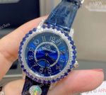 Copy Jaeger LeCoultre Dazzling Rendez-Vous Night & Day Stainless Steel Blue Diamond Bezel Quartz Watch
